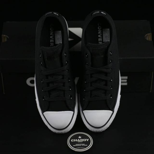 Sepatu Sneakers Pria CONVERSE CT AS Ox Twill-Textile Black White Original 166240C