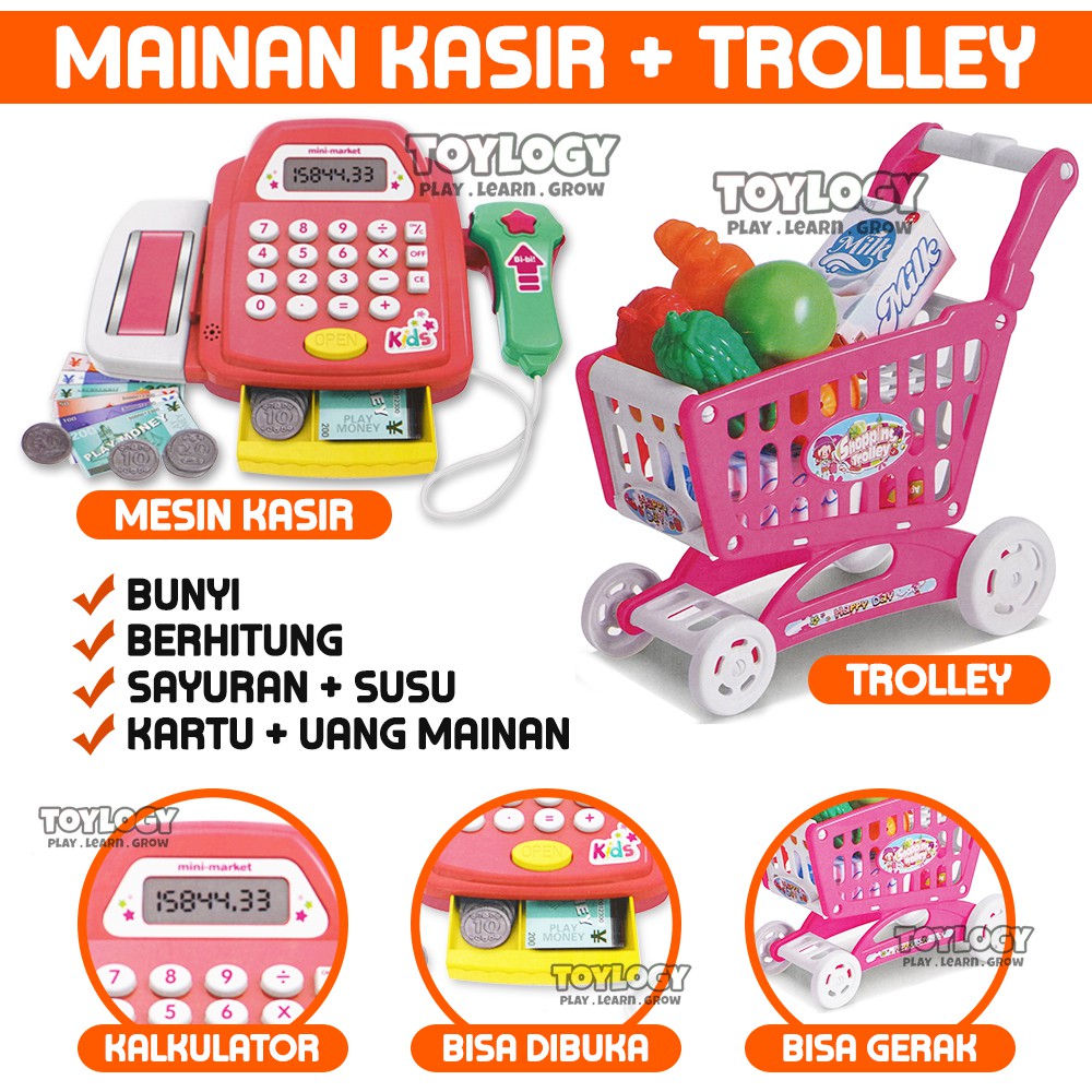  Mainan  Anak  Mesin Kasir Cashier Cash Register Shopping 