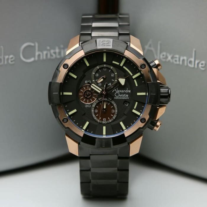 Alexandre Christie AC6551 Black Rosegold Original Alexanadre Christie Pria AC 6551