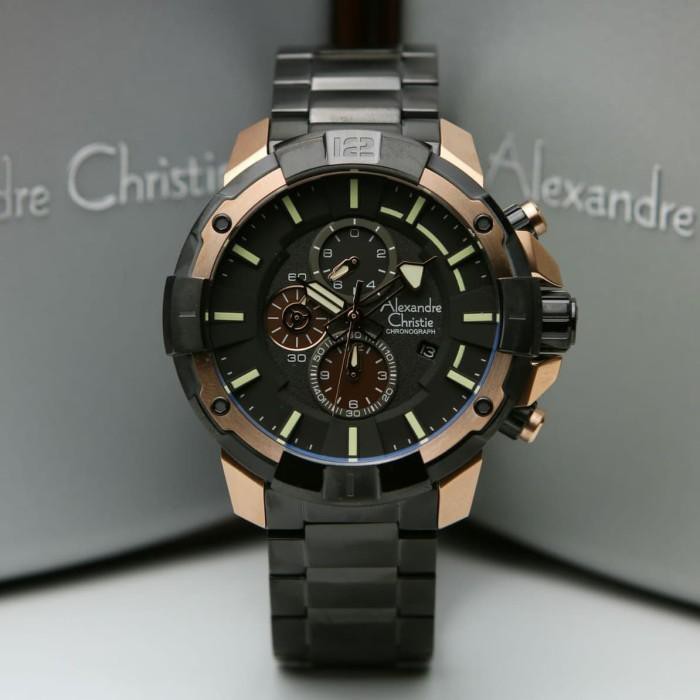 Alexandre Christie AC 6551 Black Rose Gold Jam Alexandre Christie AC6551 Original