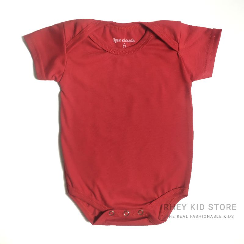 Romper Jumper Anak Bayi Pendek Polos 0-12 Bulan-Merah