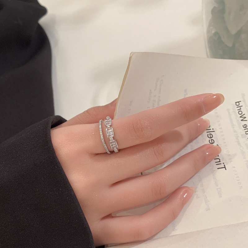 Cincin Jari Telunjuk Model Terbuka Dapat Disesuaikan Bahan Zirkon Warna Permen Untuk Wanita