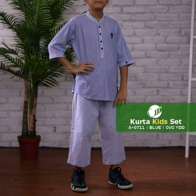 SAMASE Kurta Kids Set 3/4 A071 Dark Blue / Set Koko Anak