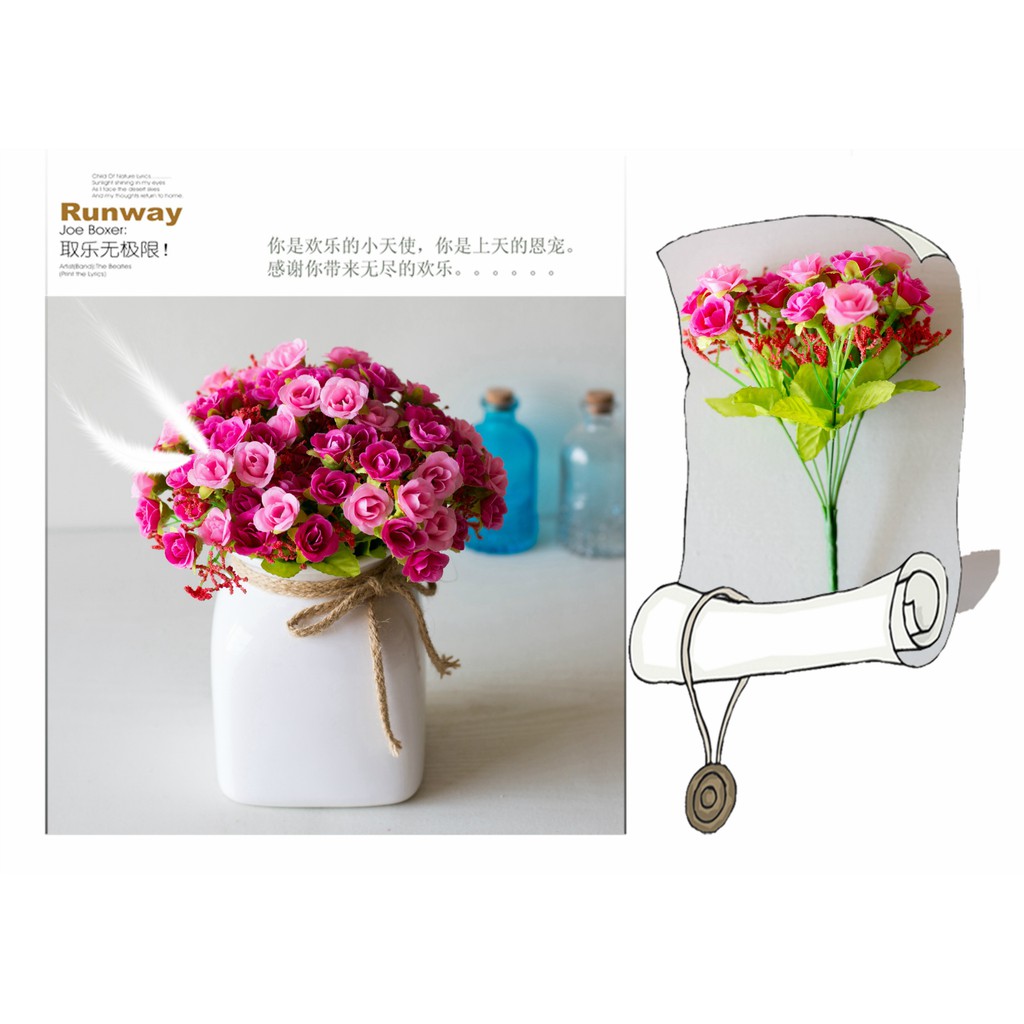 Bouquet / Bucket / Per Tangkai Mawar kecil Mawar simulasi bunga plastik / / Bunga Hias Artificial-ungu Pink