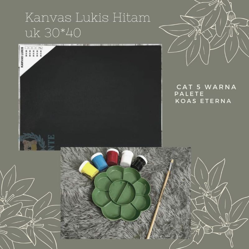 

paket lukis kanvas hitam ukuran 30x40cm