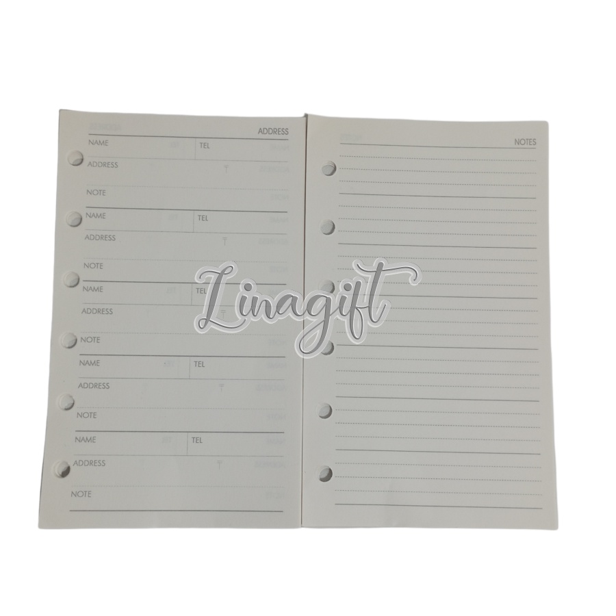 ( Pak 20 Lembar ) LOOSELEAF ADDRESS / NAME TELEPHONE LINE NOTES - REFILL ISI BINDER POLOS / MOTIF / ALAMAT NAMA TELEPON CATATAN