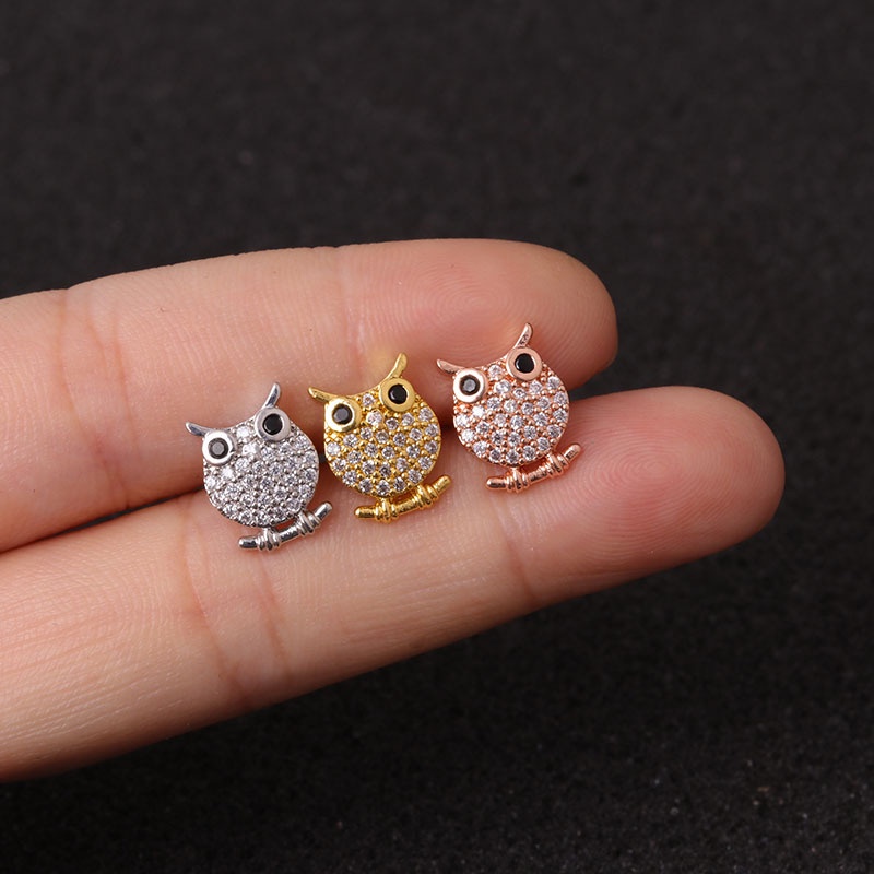 1 Pcs Korean Style Fashion Creative Owl Gecko Animal Shape Prevent Allergy Earring for Women