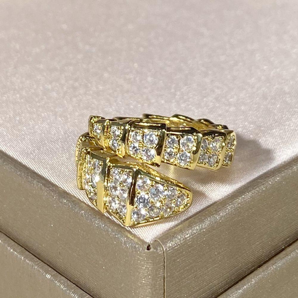 REBUY Rebuy Snake Ring Unik Kepribadian Vintage Berlian Imitasi Tembaga Hadiah Hari Valentine Punk Ring