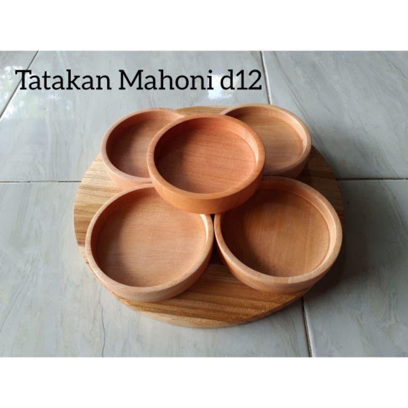 Tatakan kayu Mahoni/ Tatakan Gelas/ Tatakan Cangkir /Baki kayu Bulat D12cm