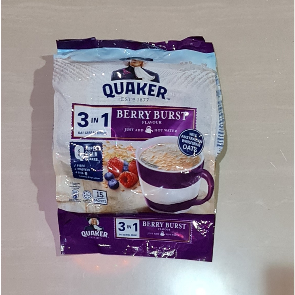 Oat Cereal Drink Quaker 3in1 Berry Burst / Berryburst 15 x 28 Gram