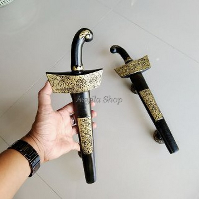 Handle pintu rumah bahan Alumunium murni mewah elegan gagang pintu Model Keris Ukir Aluminium