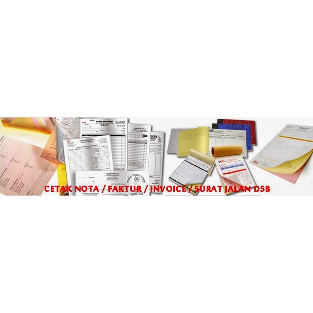 

Cetak Nota kwitansi Bon Faktur 2 Rangkap karbon langsung ncr