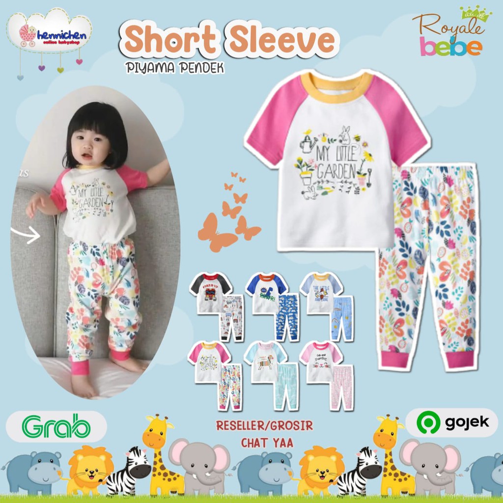 ROYALE BEBE SHORT SLEEVE PAJAMAS PIYAMA ANAK PIYAMA BAYI BAJU PENDEK CELANA PANJANG 6 - 36 BULAN