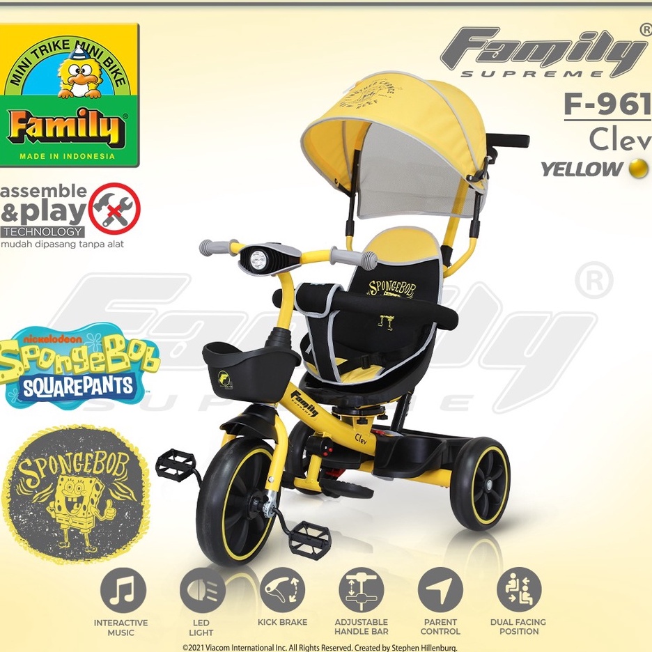 Sepeda Anak Roda 3 Tricycle Family Supreme Clev F-961