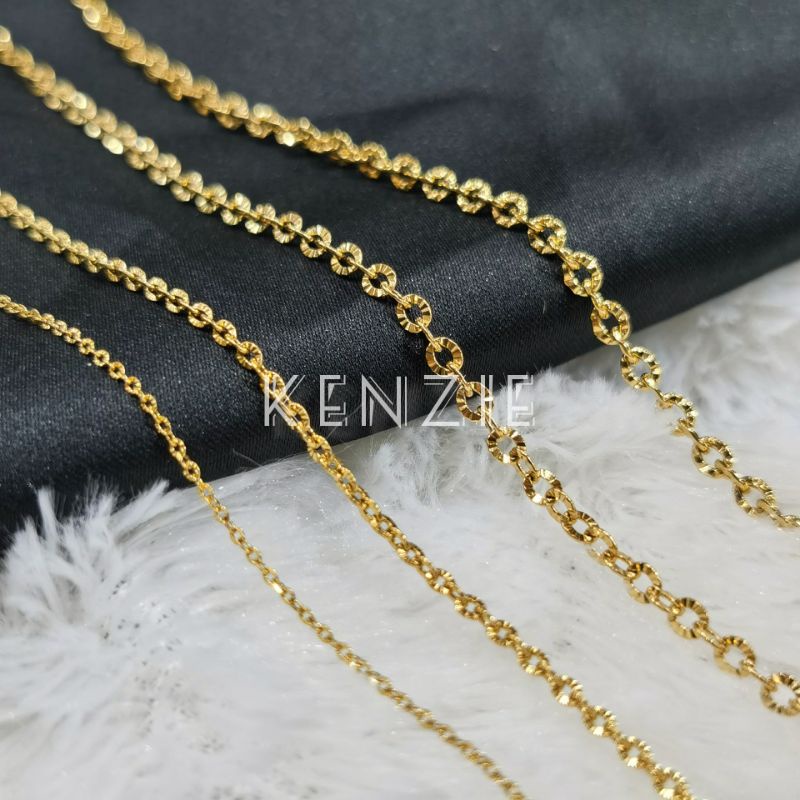 Kalung Titanium Nuri Motif Warna Emas Nori Motif