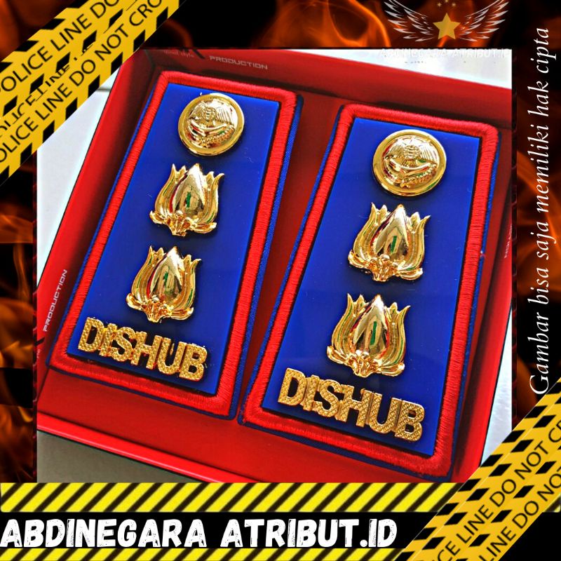 Pangkat Dishub PDH 4A Mika Kilap Glossy Lis merah Bordir Kualitas Premium perlengkapan polri Abdineg