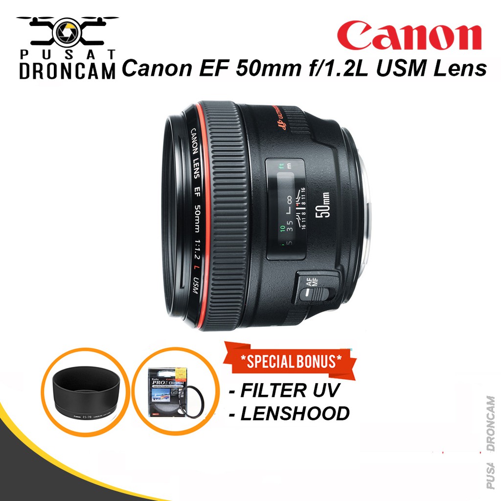 Lensa Canon EF 50mm f 1.2L USM Fix Lens Bokeh Original