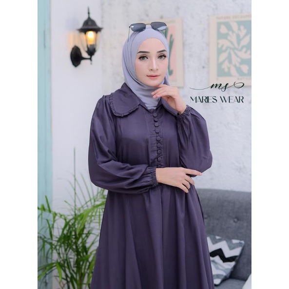 Gamis Tiara Kancing 1000 Bahan Rayon Twill PremiumBusui Friendly - Dress Tiara