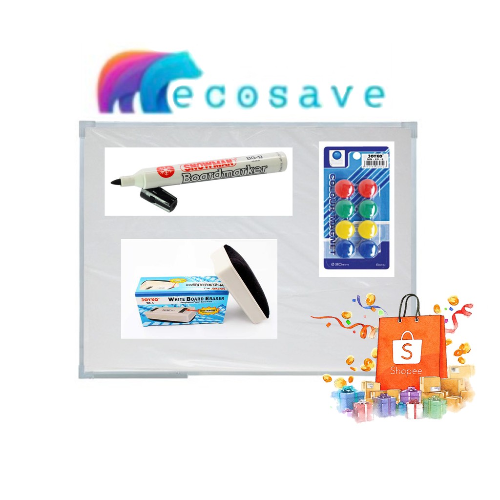 

Papan Tulis 40 x 60 Anak Kecil / White Board EcoSave Ori Murah Magnet - EcoSave Paket 2