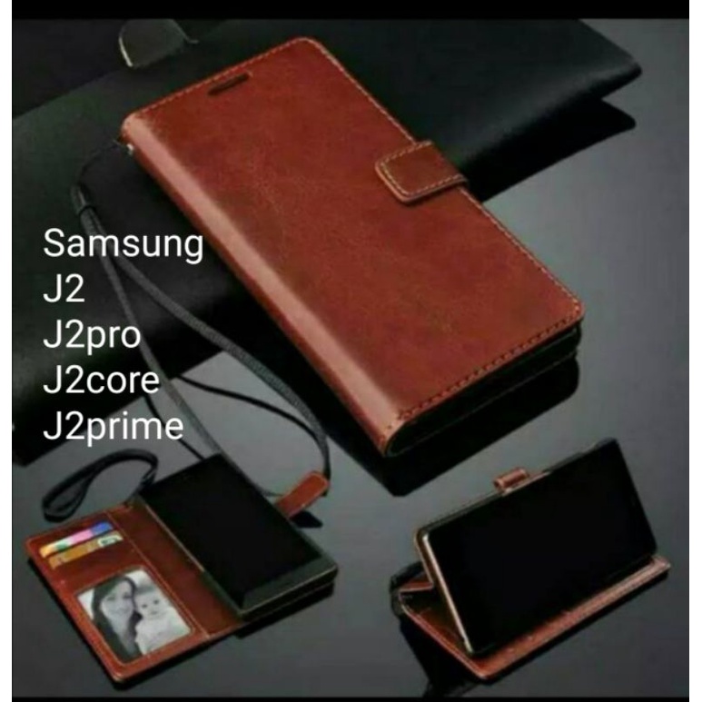 Samsung J2 J2Prime J2Core J2Pro Core Prime Leather Case Flip Cover Casing Sarung Dompet Wallet Kulit