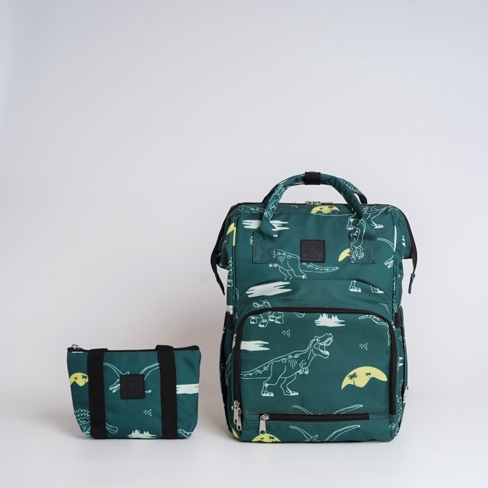 MOS - Papamama Pattern Diaper Bag - Water Repellent Fabric - Dino : 1048