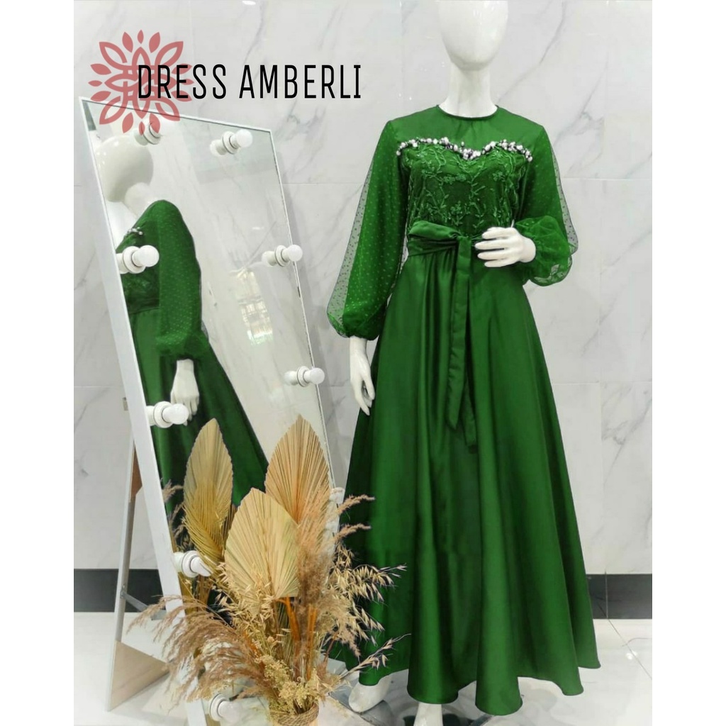 AMBERLI MAXI DRESS APP MUTIARA TEMBAK eD / BUSANA PAKAIAN KONDANGAN WANITA FASHION MUSLIM / GAMIS AMBERLY