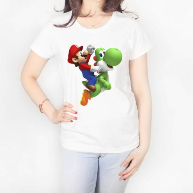 Kaos wanita Mario and Yoshi