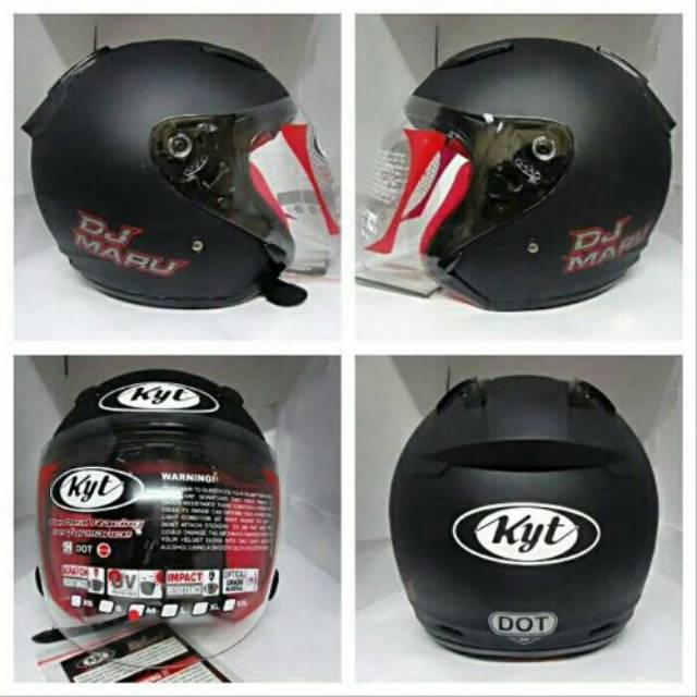 Helm KYT DJMARU DJ Maru Open Half Face Hitam Metalik Solid Black Mate Doff