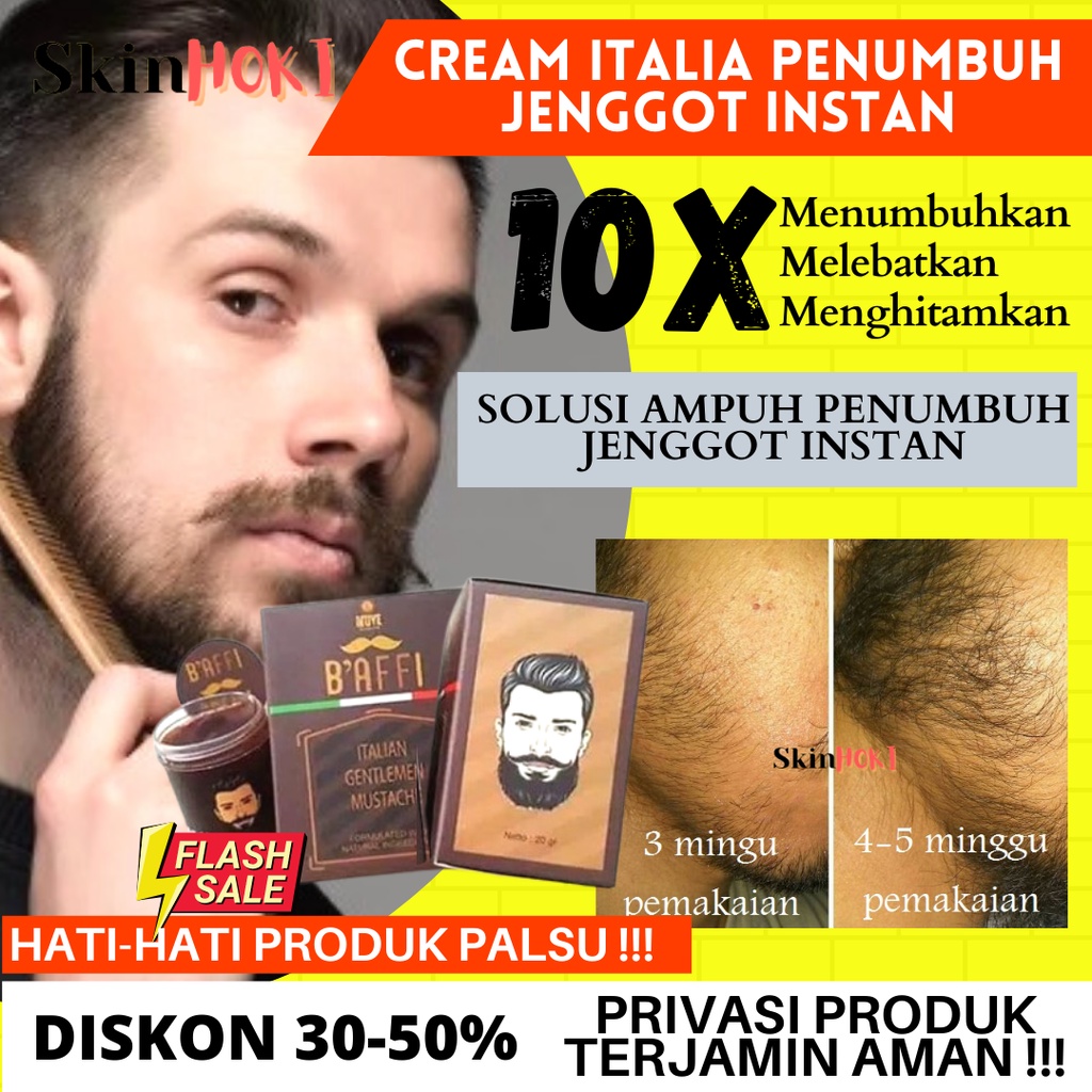 PENUMBUH BEWOK PEMANJANG JENGGOT KUMIS JAMBANG BAFFI CREAM 20gr PENUMBUH RAMBUT ORIGINAL BPOM