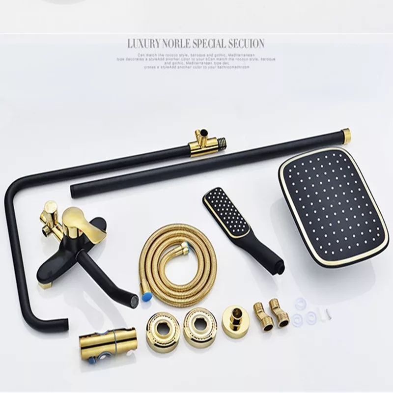 shower tiang set coulomn kuningan black gold / hitam emas  + kran panas dingin PROMO TERMURAH