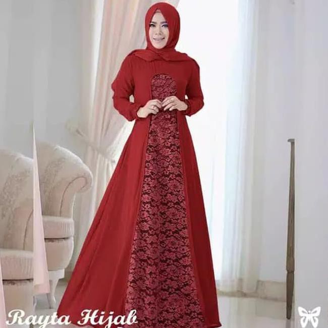 Baju Gamis Syari Muslimah Fashion Muslim Wanita Cewek Modern Terbaru - Maroon STOK TERBATAS