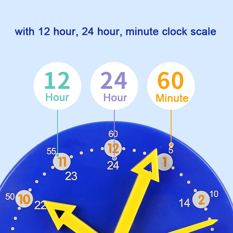Mainan Edukasi Anak Model Jam Dinding 3 Jarum 12H / 24H