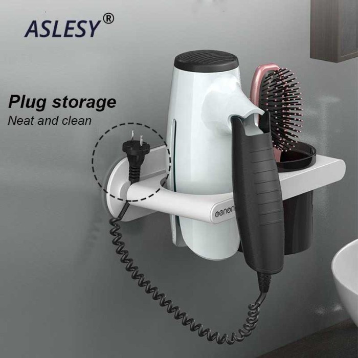 Rak Holder Gantung Hair Dryer with 1 Storage Cup