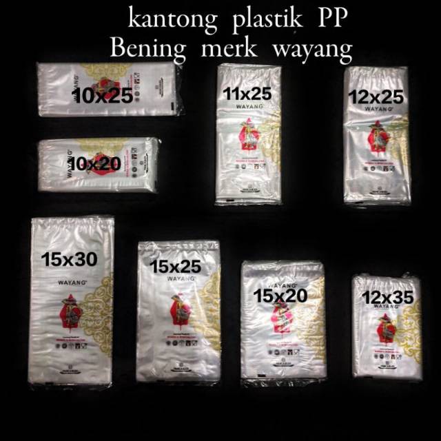 Plastik PP Bening Wayang Uk15x30-15x25-15x20-12x35-12x25-11x25-10x25-10x20