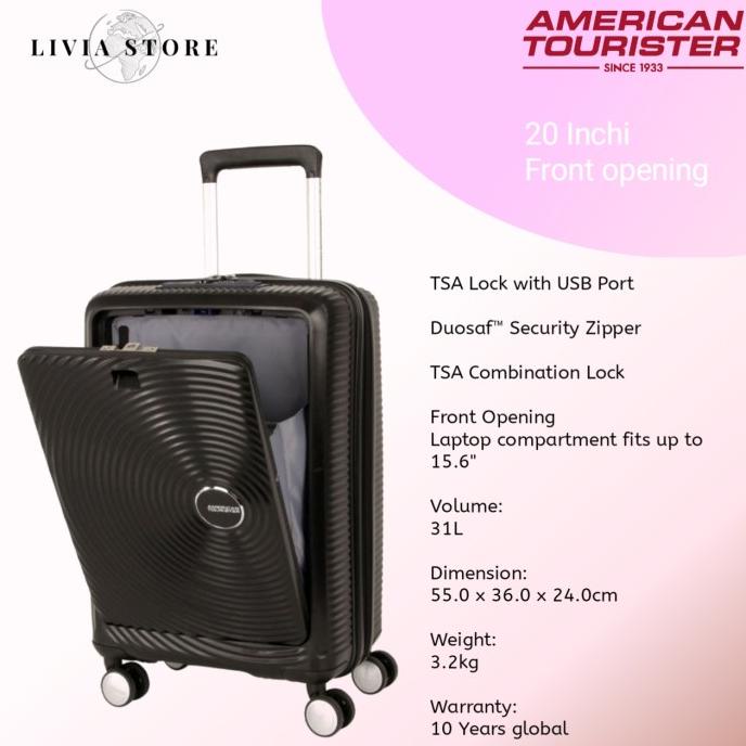 KOPER AMERICAN TOURISTER CURIO FRONT OPENING 20 INCHI FER4664DIU