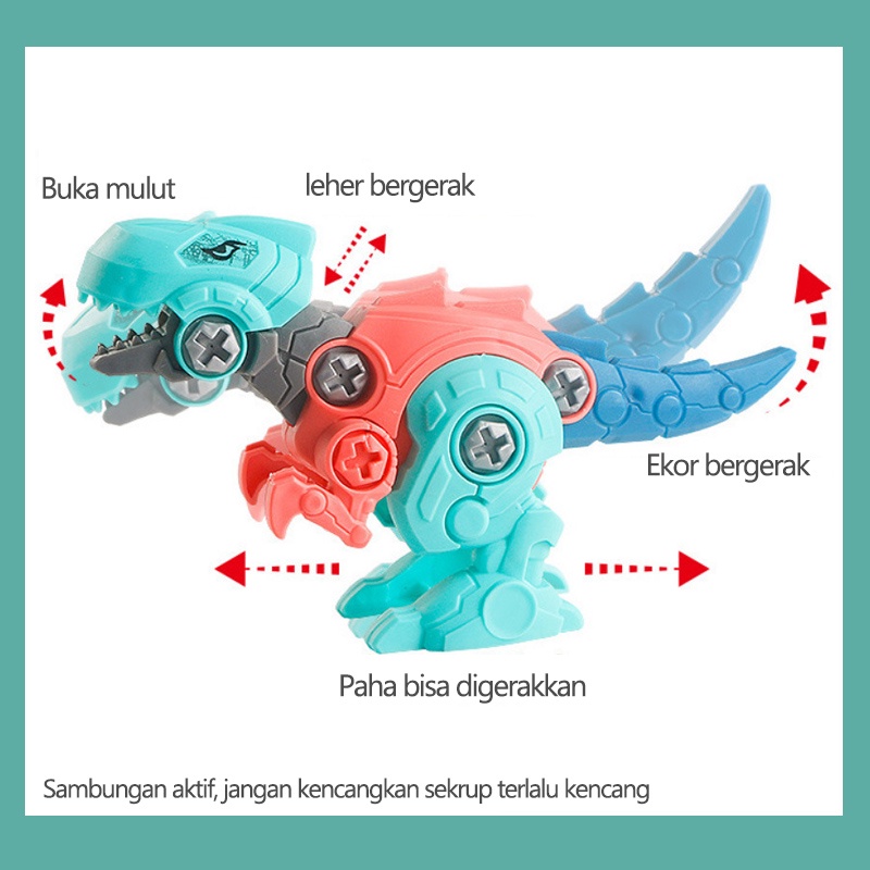 Mainan DIY dinosaurus bongkar pasang obeng/Diy dinosaurus bongkar pasang puzzle/ mainan dinosaurus/  mainan edukasi (B277)