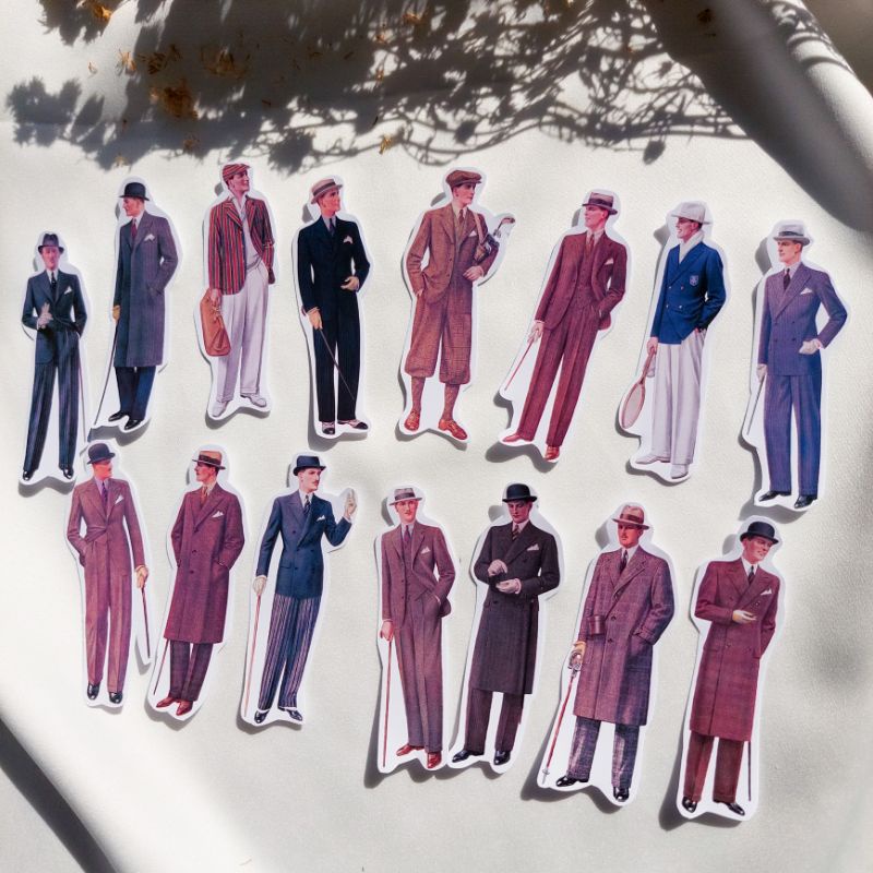 

15pcs antique old man sticker for bujo journal scrapbook decoration
