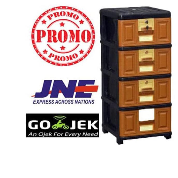 LEMARI PLASTIK / RAK PLASTIK SERBAGUNA / EXCEL / LACI PLASTIK 4 SUSUN - Cokelat Muda