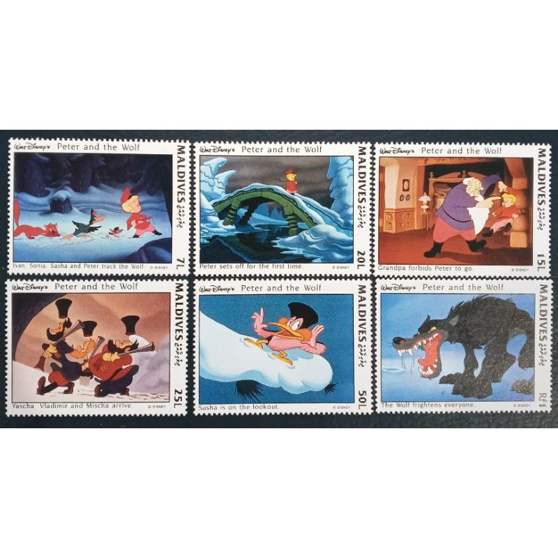 

D4 Prangko Perangko Disney Maldives Peter and the Wolf
