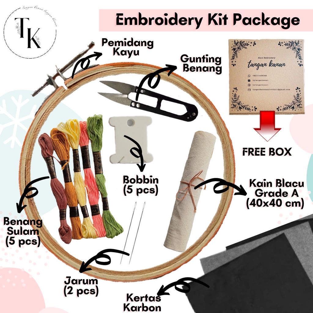 Embroidery Kit Package - Paket Sulam Tangan DIY Terlengkap Termurah