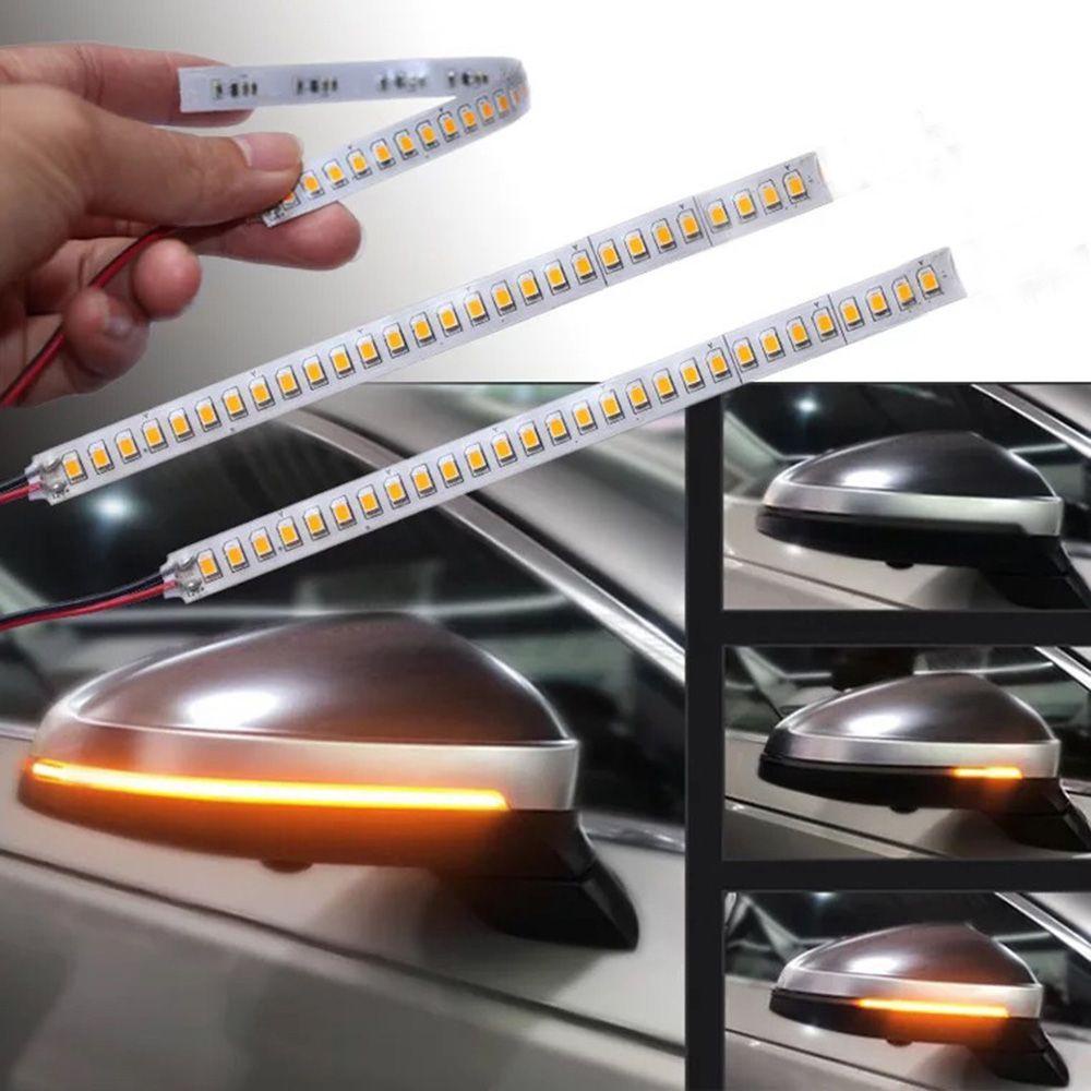 Lanfy Lampu Indikator Dinamic Mobil-styling Kuning Amber Flowing Safety 2PCS/Set Spion 1pasang Sein Strip Light