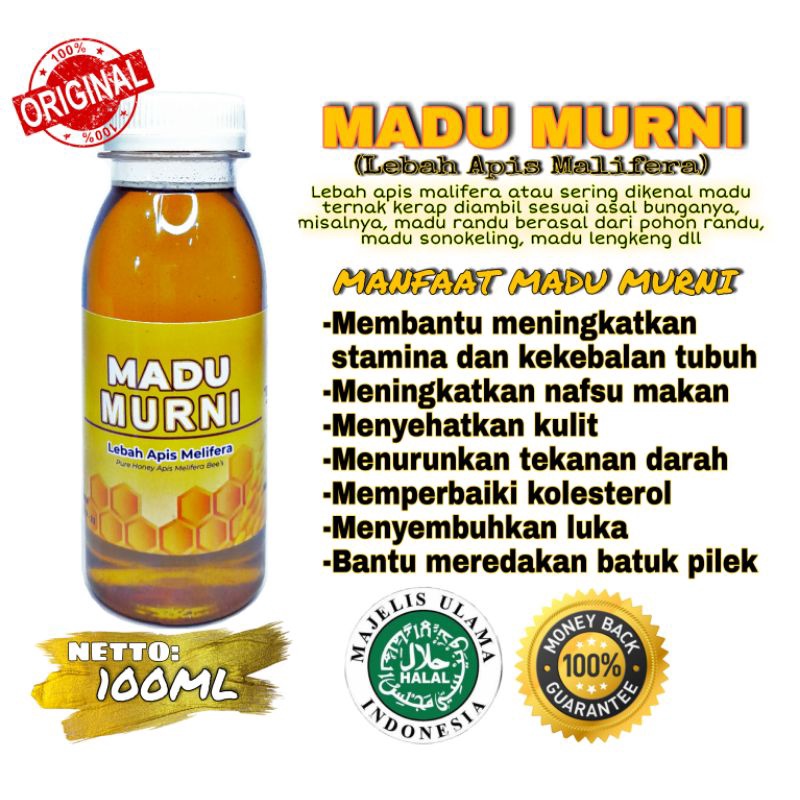 

MADU MURNI 100% (Apis Mellifera) 100mili