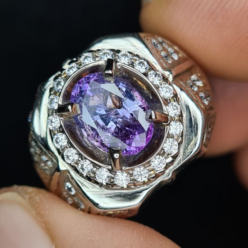 Natural Fancy Purple Sapphire 2.08ct Cincin Batu Safir Ungu FS017