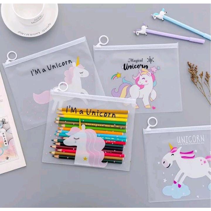 

Zipper bag tas kosmetik transparan/tempat alat make up/ tempat pensil
