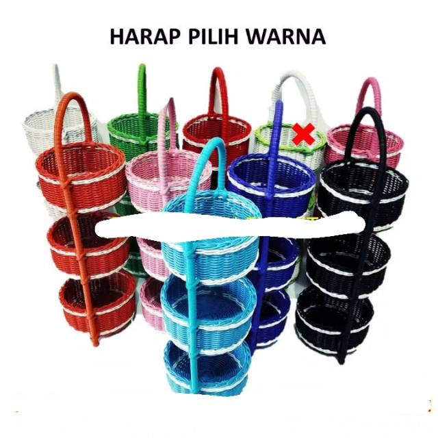Keranjang bawang rotan sintesis 3 susun