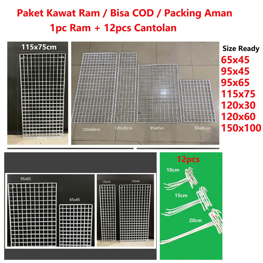 Kawat Ram dinding  120x60cm Tebal  3mm Rak Display dinding  