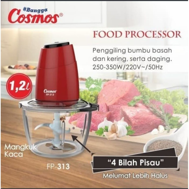 COSMOS FB 313 - Chopper Daging - Food Processor 1,2 Liter - Pengiring Daging  - Garansi Resmi 1 Tahun