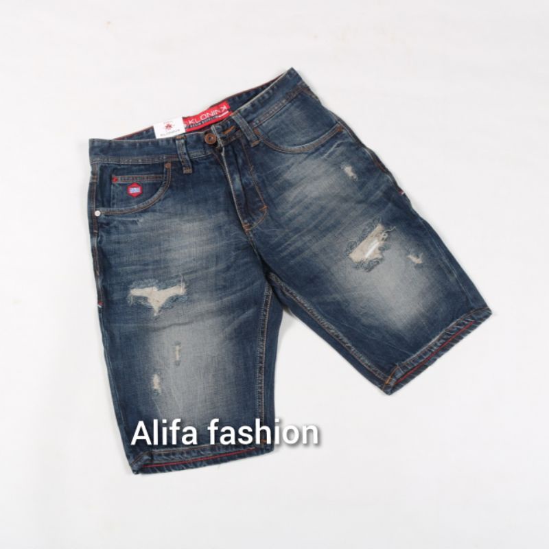 Celana jeans pendek pria sobek dewasa model sobek