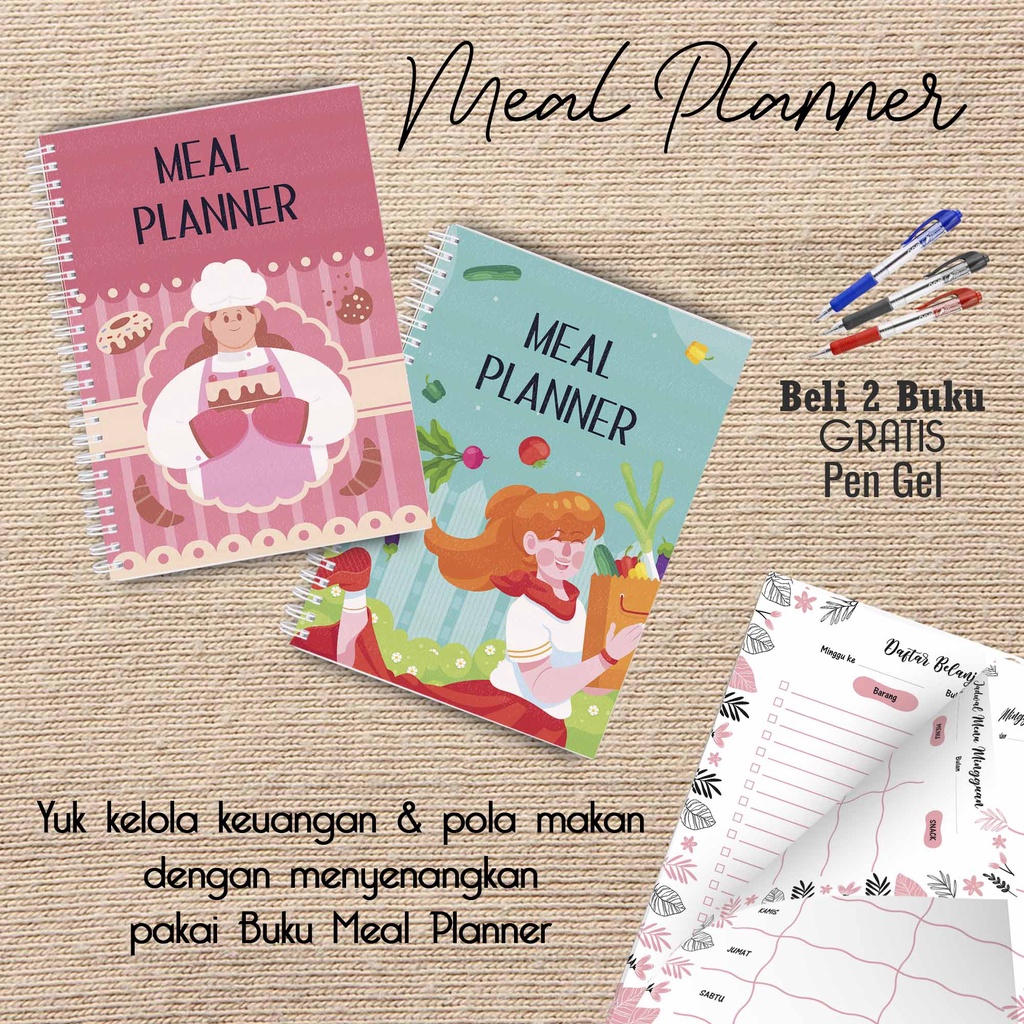 

Artomaringi Meal Planner / Jadwal Menu Hemat Harian Beli 2 Buku Gratis Pen Gel Kode MP15