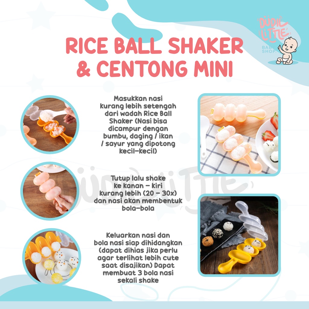 Rice shaker cetakan nasi bola untuk anak 3 grid anti lengket